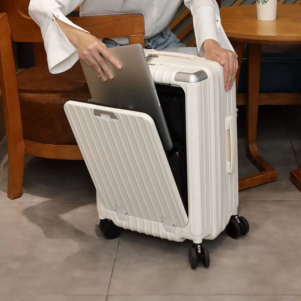 Maletas con Ruedas, Equipaje de Mano con Compartimento para computadora portátil, Equipaje Giratorio expandible, con Puerto de Carga USB, Gran Capacidad, Apertura Frontal, 20 pulga