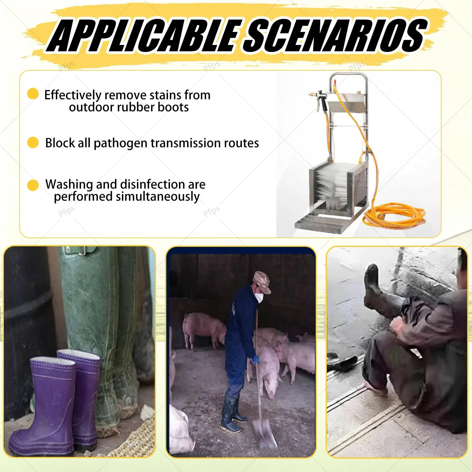Lavapiés Automático De Acero Inoxidable, Limpiador Multifuncional De Calzado De Lluvia con Manguera De Agua Y Cepillo Rascador, para Ranchos