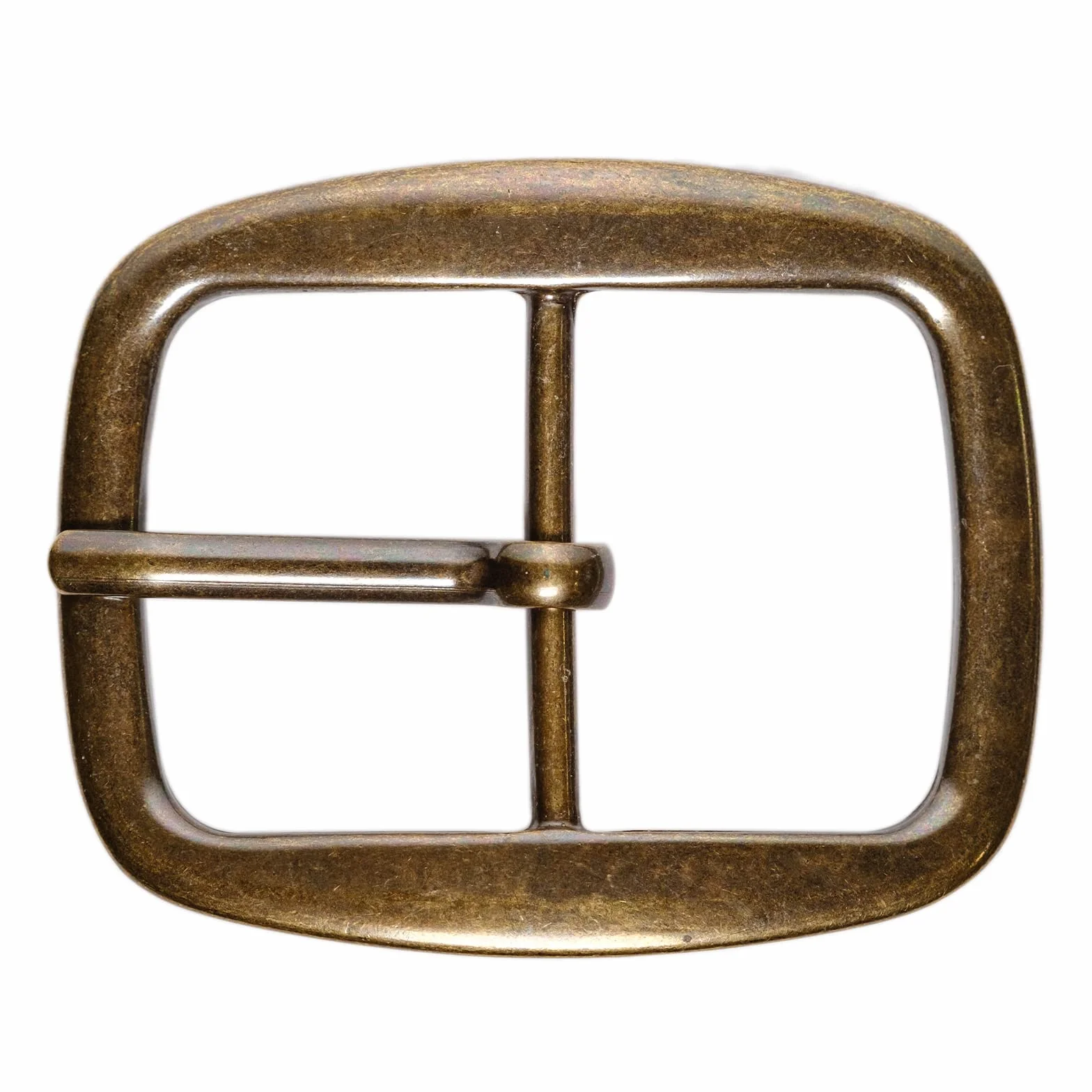 CATTANEO - Hebilla para cinturones de zamak doble DIY, clásica, hebilla de repuesto rectangular de 40 mm, hombre-mujer, fabricada en Italia, color bruñido, galvanizado latón efecto antiguo, unisex