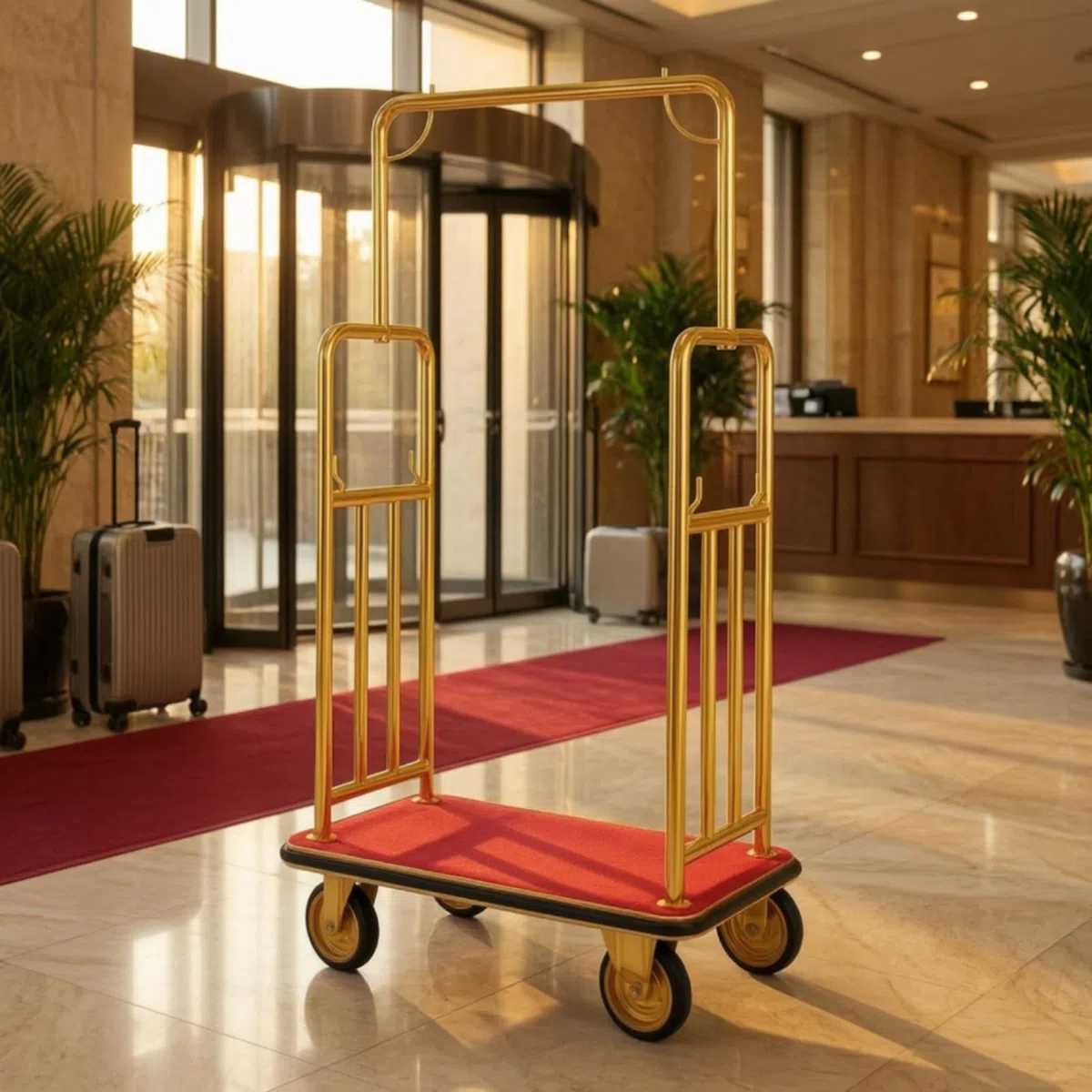 Carro Portaequipajes de Hotel Carrito Maletero Carro de Equipaje Carrito de Botones con Estructura Vertical para Manejo Cómodo y Seguro Adecuado para