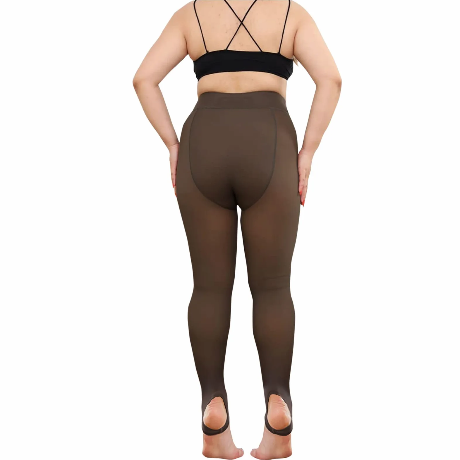 MJGkhiy Calcetines de forro polar para mujer, medias falsas translúcidas, medias forradas, leggings cómodos, calcetines térmicos de cintura alta, de invierno, medias de felpa gruesas, leggins
