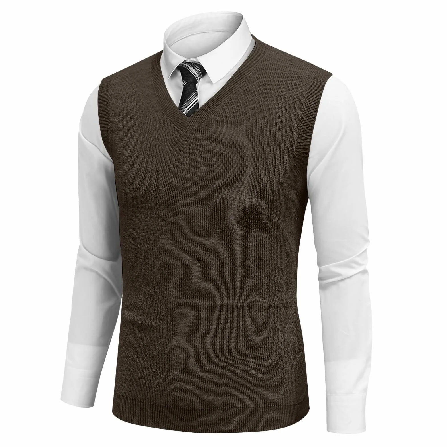 Jersey sin Mangas Hombre Invierno Chaleco Hombre Casual Algodon Suéter con Cuello en V Jerséis Esencial Chaleco de tejido de punto Hombre Traje Chalecos de Vestir Elegante de Fiesta Color