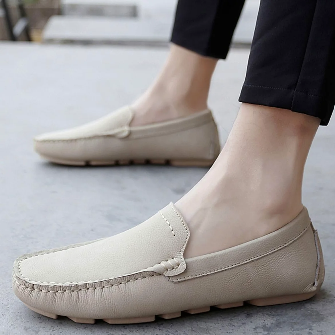 Mocasines para Hombre de Cuero Moda Slip-on Shoes Driver Shoes Casual Flat Shoes 38-49 EU