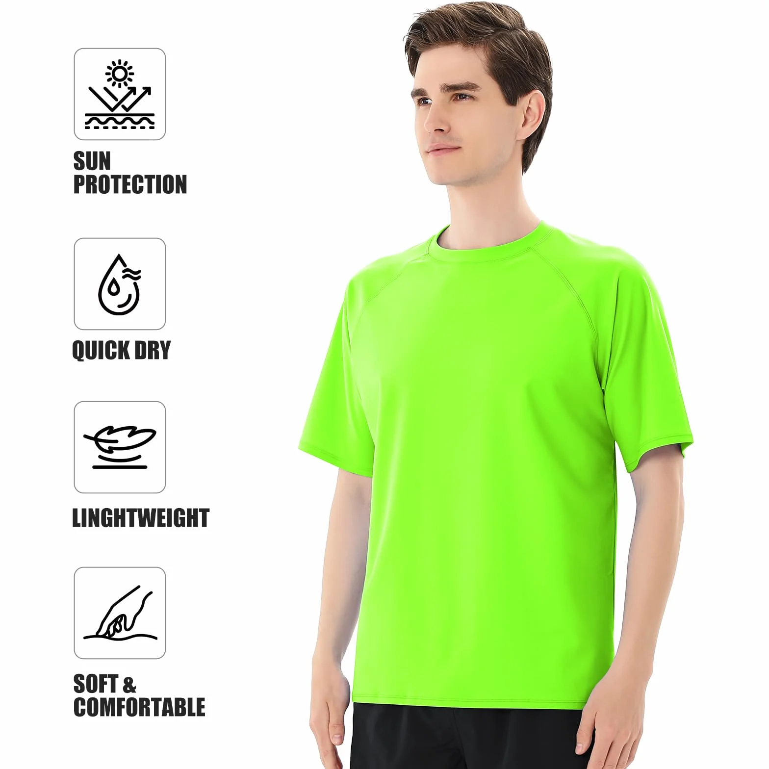 2 Piezas Camiseta Protección Solar Hombre con Manga Corta UPF 50+ Camiseta Anti UV Traje de Baño de Rashguard Camisa Deportiva Secado Rapido para Adultos