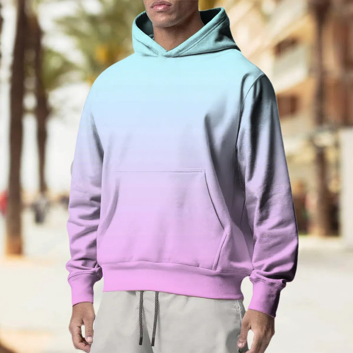 Sudaderas Hombres con Capucha Sudadera De Manga Larga Degradada Holgada Estilo Informal para Hombre Llavero Yoga (Pink, L) Ropa Running Moto Protecciones Chaqueta Entretiempo Proteccion