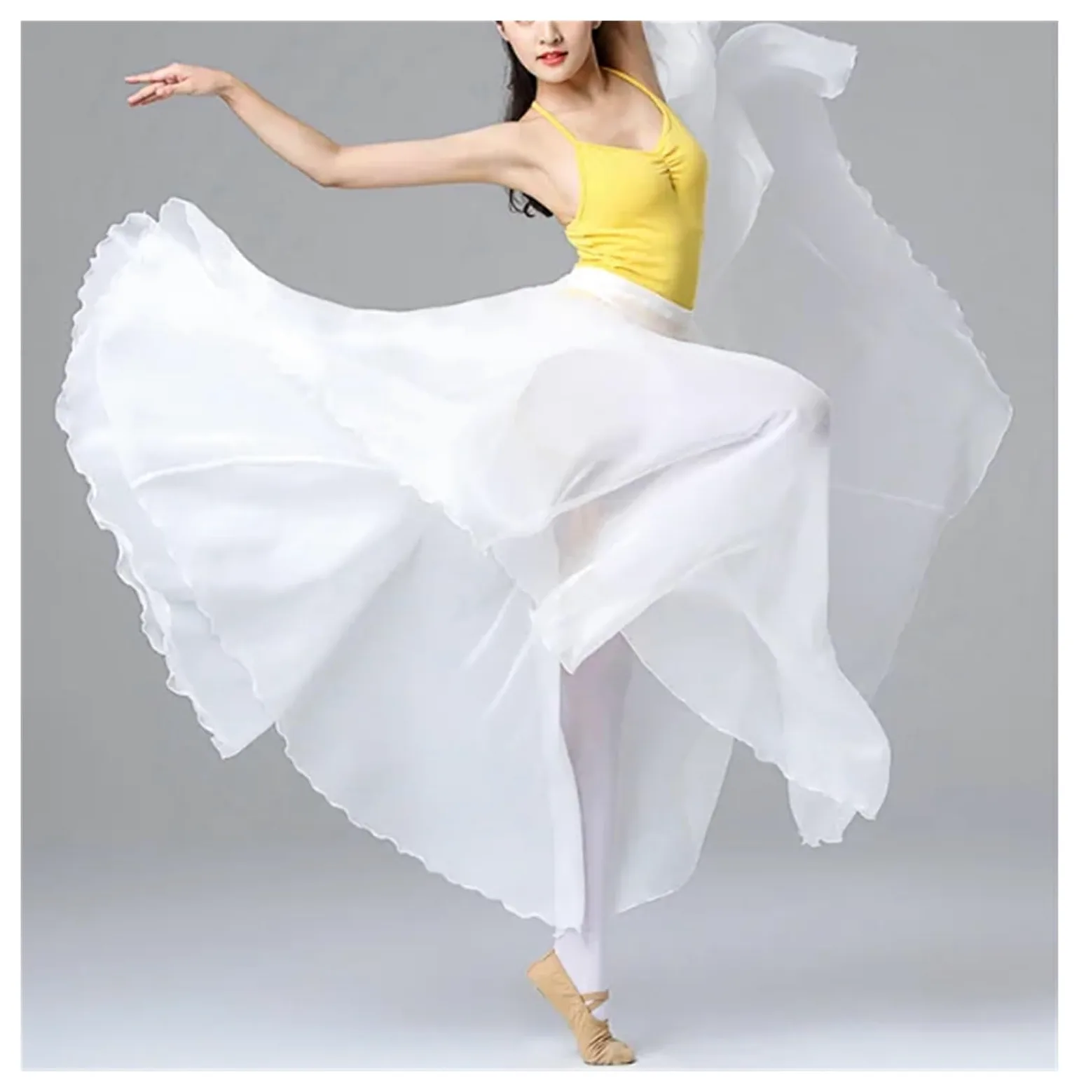 Falda Swing Grande,Falda Swing Larga Bailarina， Falda de Gasa for práctica de Ballet romántica for niñas Adultas