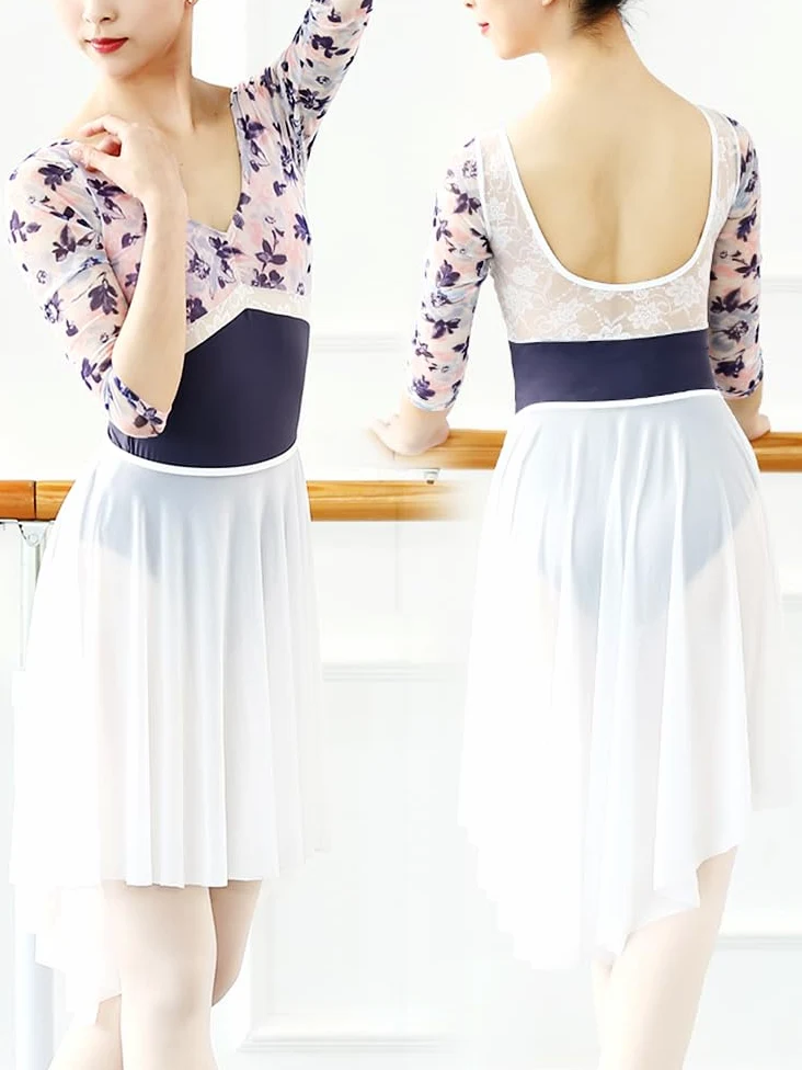INOKAI Falda De Ballet Falda tutú Cruzada Lateral de Gasa for Danza de Ballet for actuaciones Latinas, Ropa de práctica de Estudio for niños