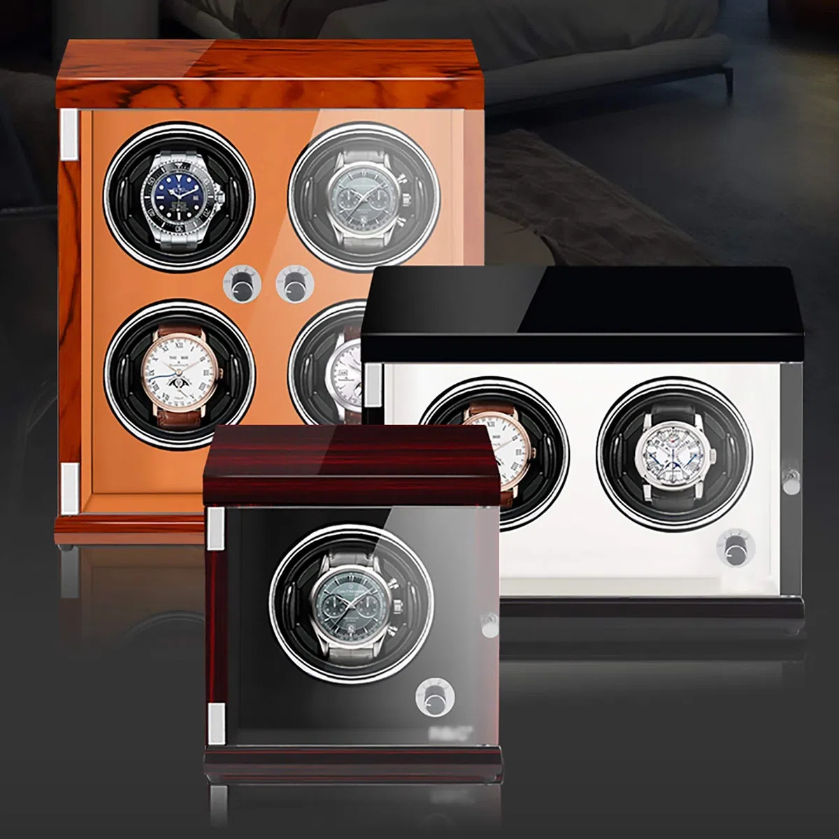 Agitador de Reloj Recargable de 4 Posiciones, enrollador de Reloj mecánico, Caja de bobinado de Reloj automático Vertical (Caja de exhibición de Reloj)