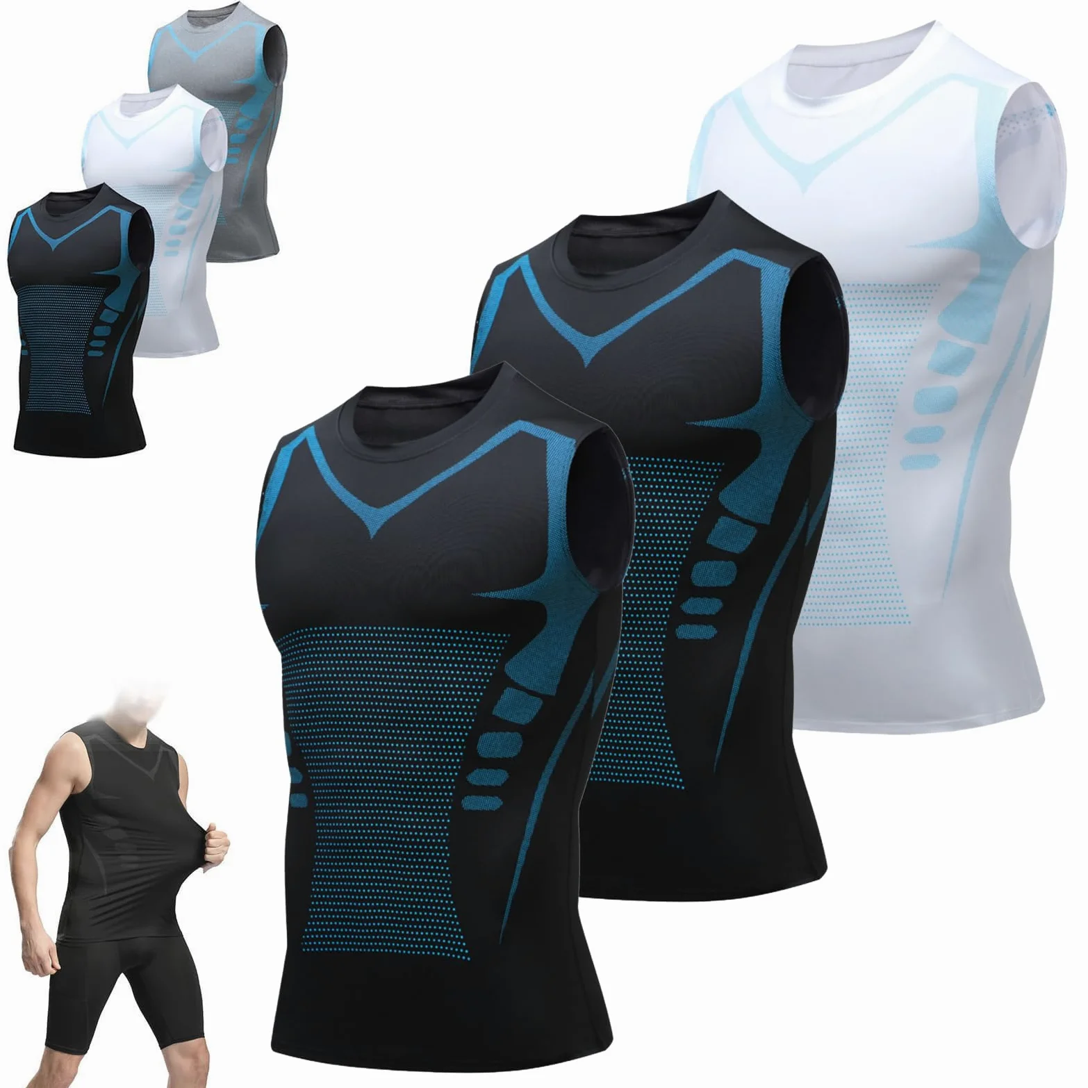 Camiseta De Compresión Sin Mangas para Hombre, Transpirable, Elástica Y De Secado Rápido, Ideal para Correr Y Entrenar En El Gimnasio.