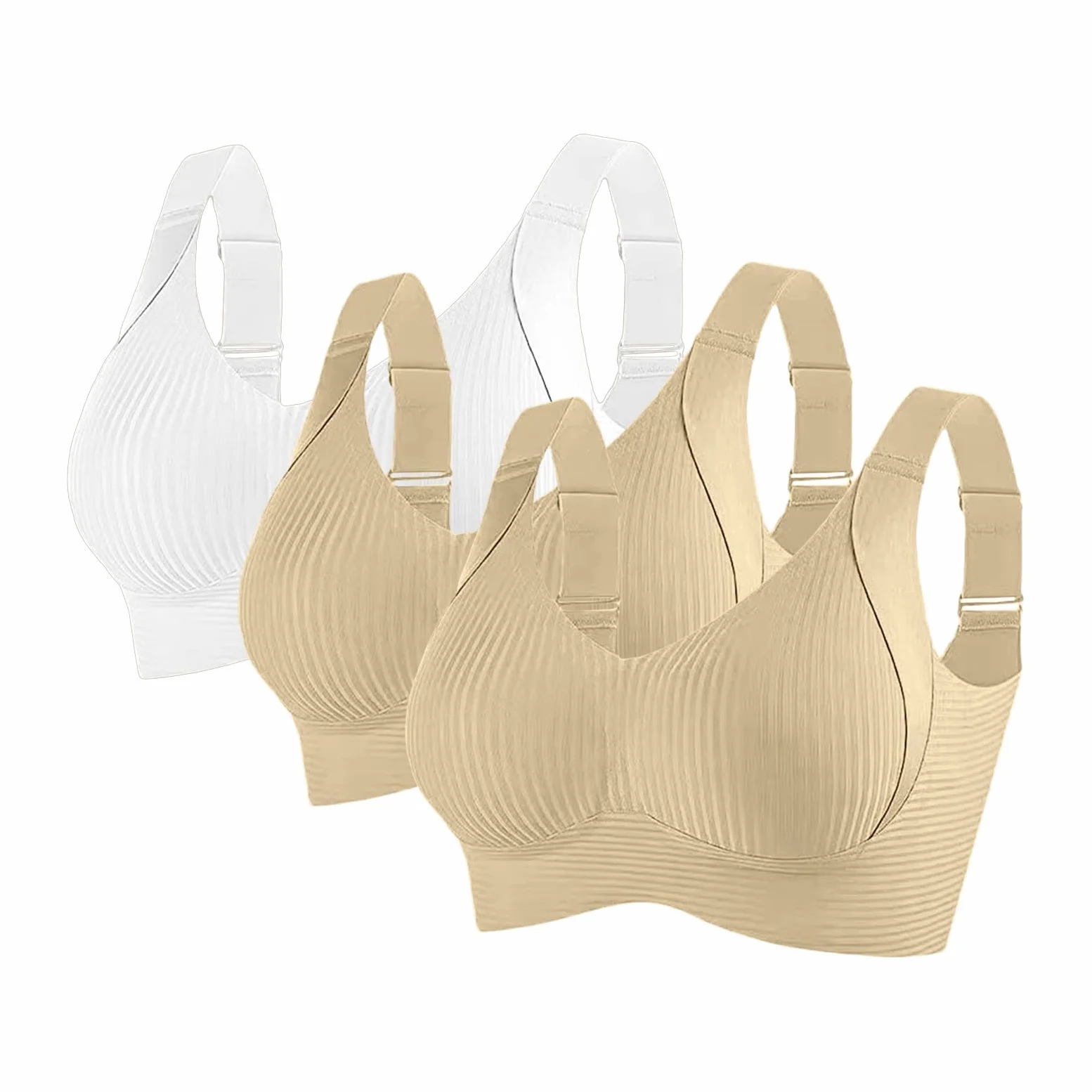 Sujetadores Confort para Mujer UK Deportes Push Up Sin Costuras Paquete de 3 Inalámbrico Acanalado Pechos Grandes Caídos Tops para Mujer Mayor Soporte Deportivo Levantamiento Comodidad Ajustable Alto