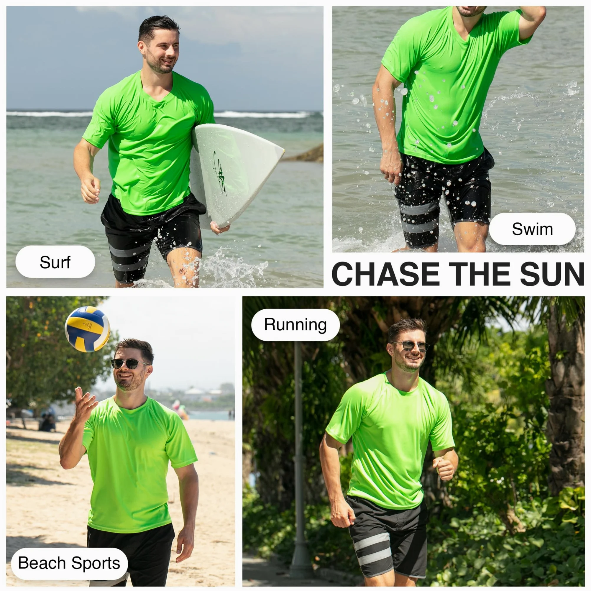 Kanu Surf Camiseta de natación para Hombre con Mangas Cortas, UPF 50+, Tela de Secado rápido