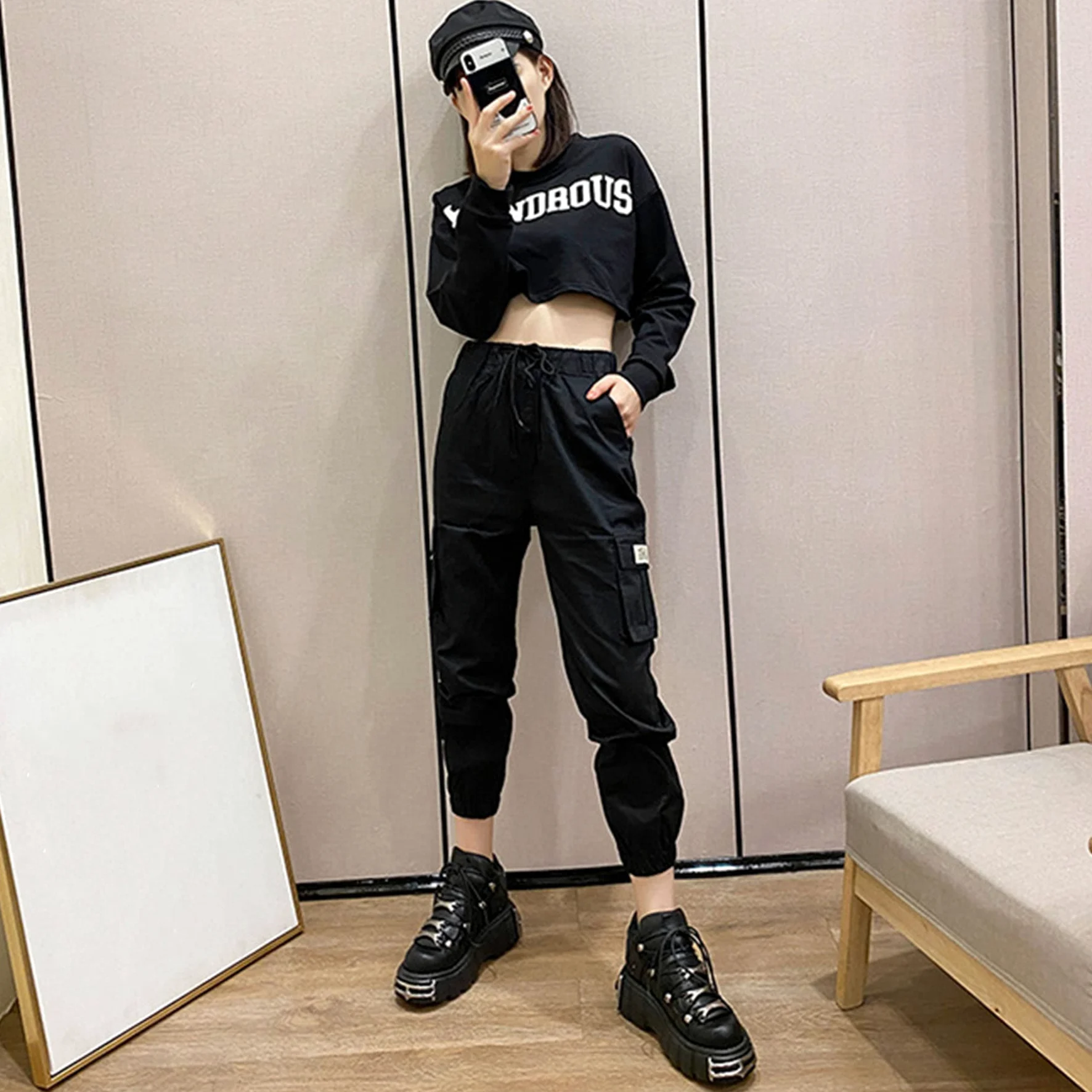 DONLIS Botas de tacón Alto para Mujer, Zapatos de Cuero Estilo Rock de Metal Pesado, Botas de Plataforma gótica, Botines con Cordones de tacón Grueso Punk