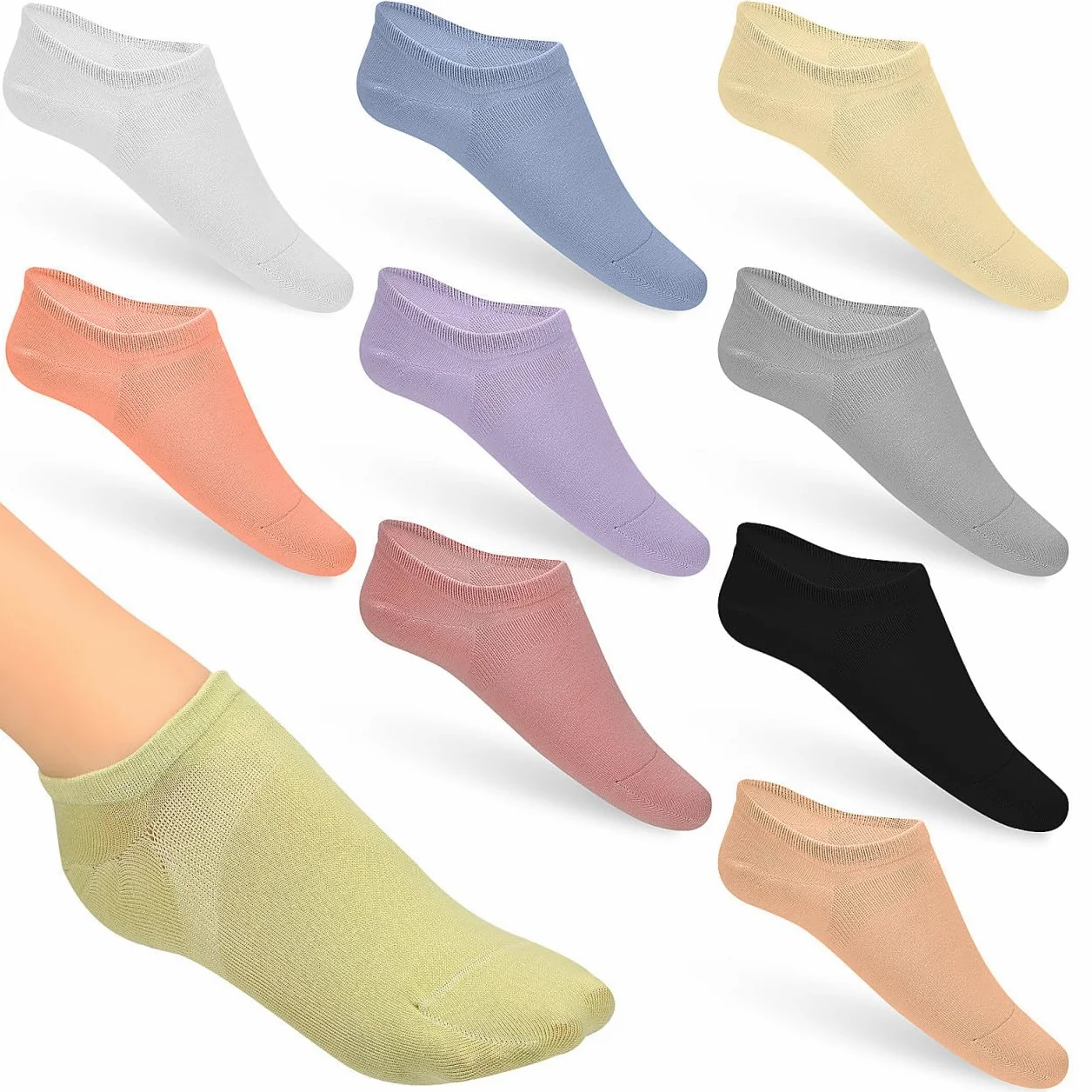 ORFOFE 12 pares Calcetines de Mujer de Algodón Transpirable y Absorbente de Sudor Diseño sin Costuras y Corte para Running y Diario