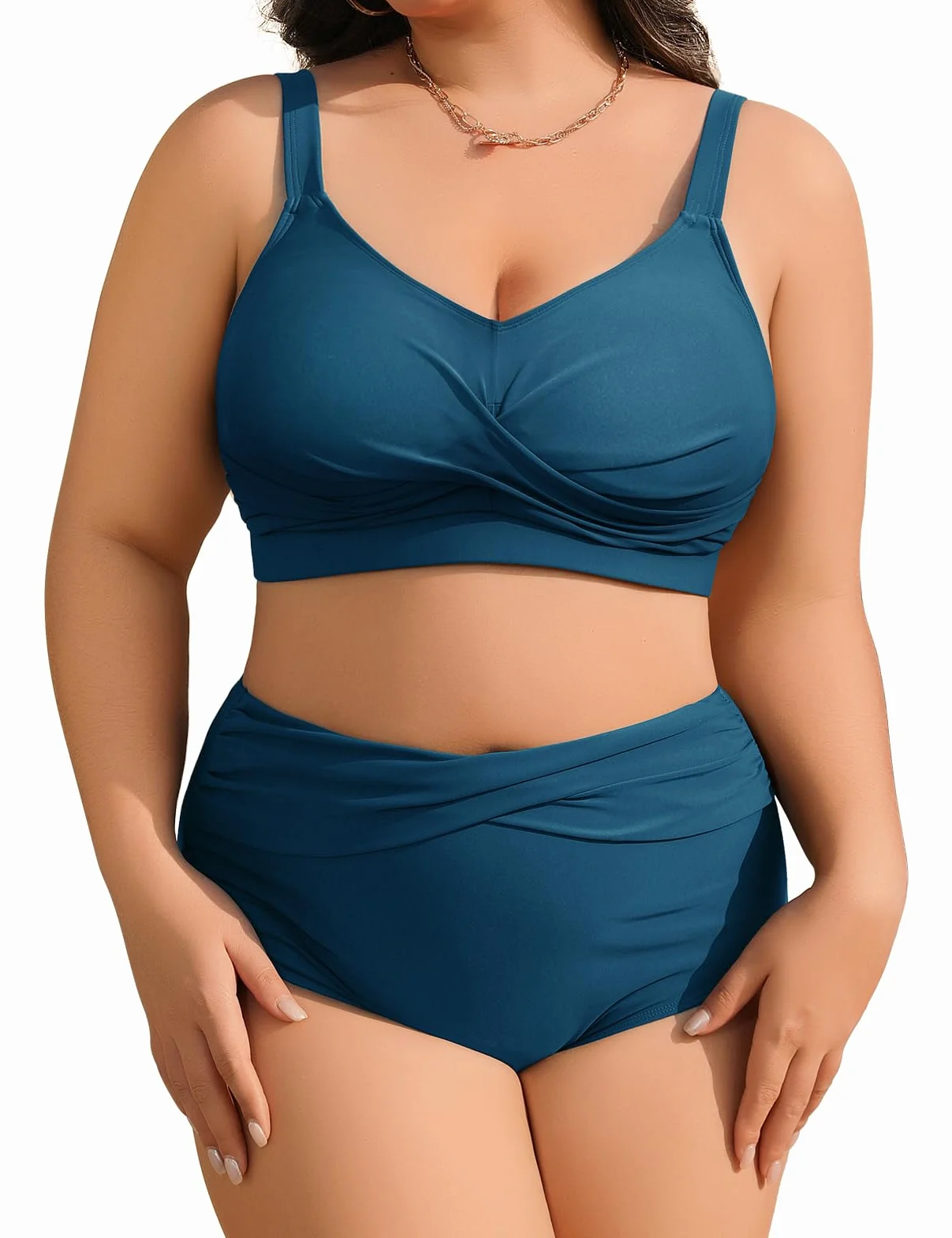 heekpek Bañadores Mujer Talla Grande Dos Piezas Push Up Cuello V Bikini Estampado Talle Alto Reductor Vientre Plano