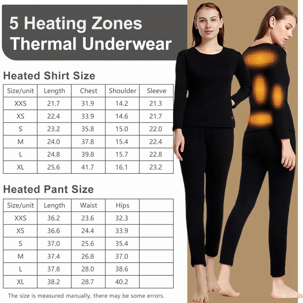 Camisa Térmica con Calentador, Camisa De Manga Larga Térmica Eléctrica para Mujeres, Top De Base con 5 Áreas De Calefacción para Senderismo Y Esquí