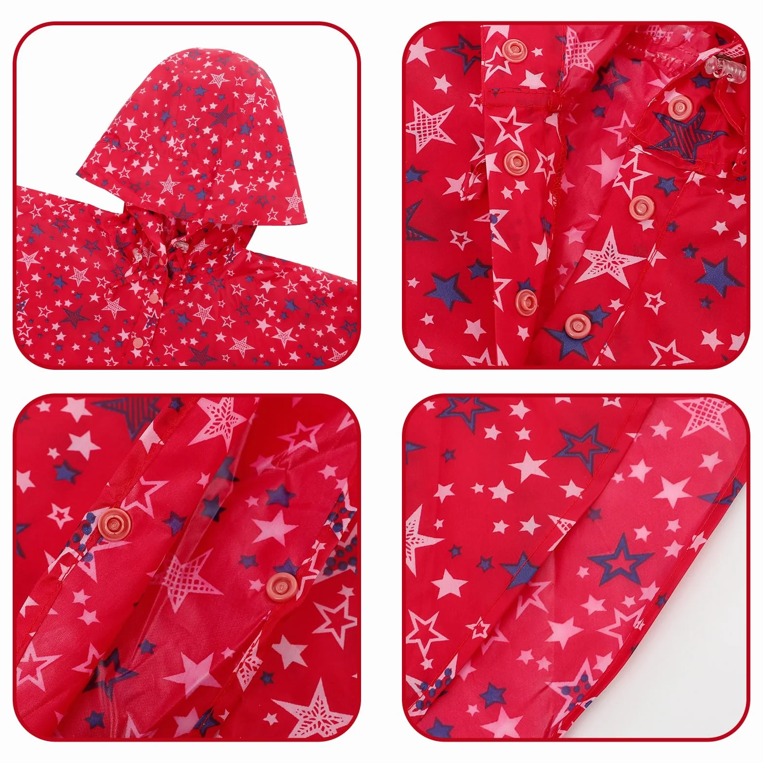 KAKU NANU Poncho Impermeable Chubasquero Niño Niña 3-14 Años Capa con Una Gran Capucha y Una Bolsa de Almacenamiento Amarillo Azul Rosa Rojo