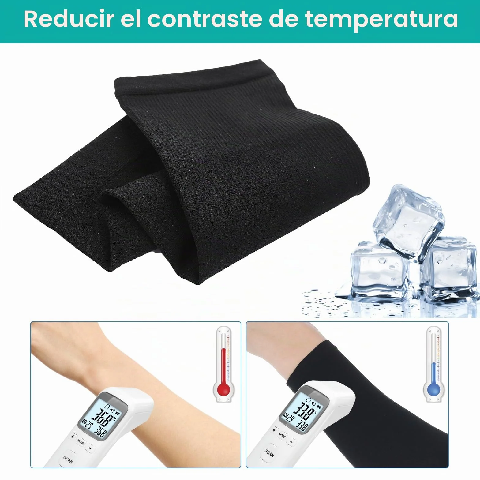 Telooco 2 Pares Mangas Niños Mangas de Protección Solar Protectores de Brazos Negro Blanco Seda de Hielo Comprimida Anti-UV Anticortes para Niños y Niñas