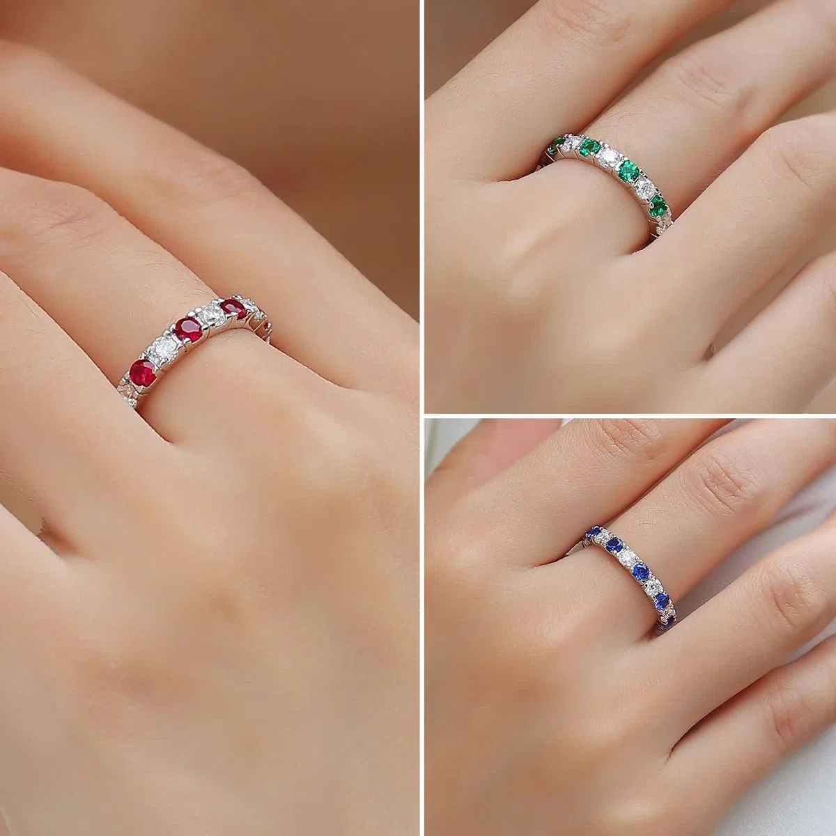 Anillo de compromiso de oro amarillo Au750, joyería de oro real, fino anillo de boda con laboratorio creado zafiro rojo, banda de boda con moissanite PT950 platino, talla 47-65