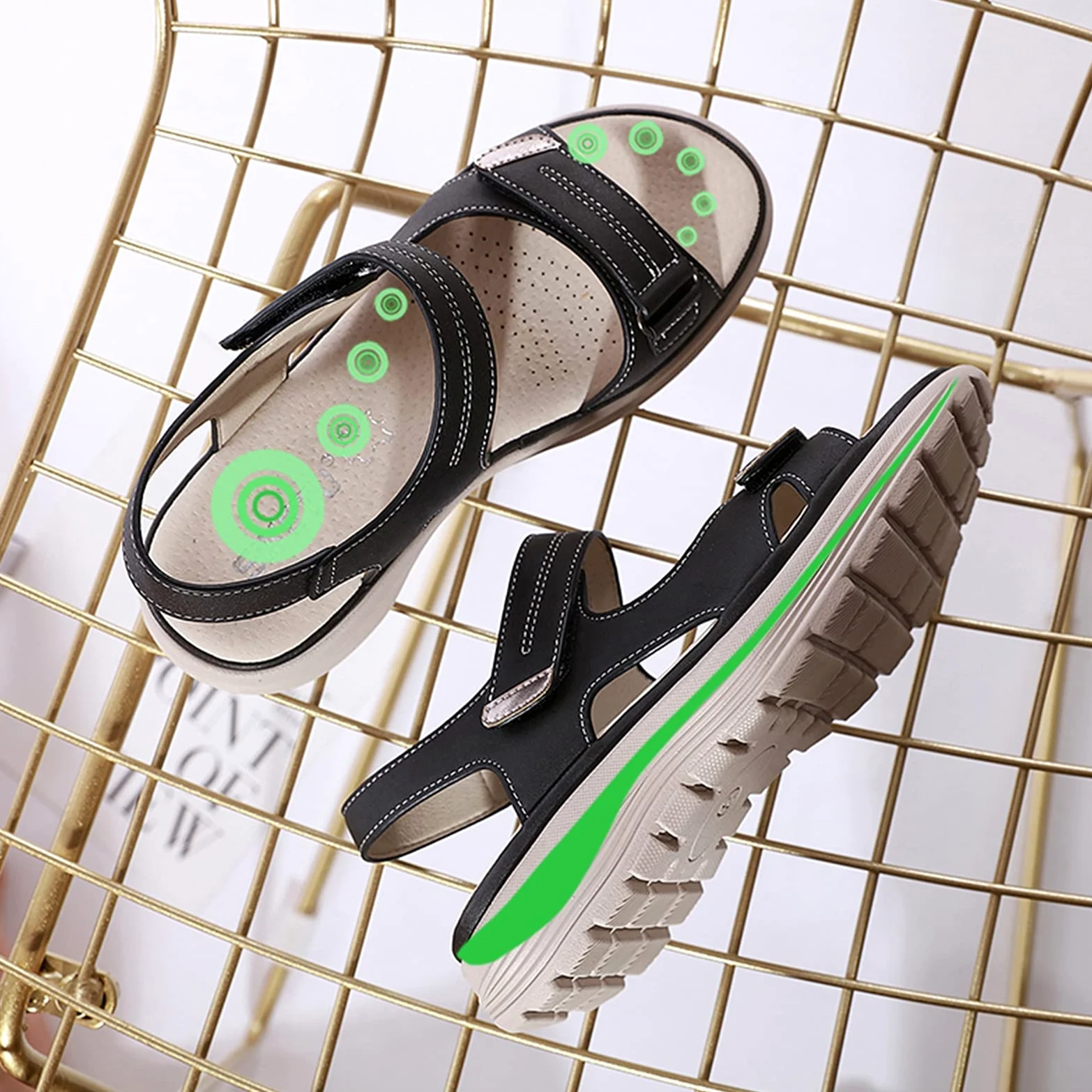 Sandalias para Caminar para Mujer Sandalias de Playa Cómodas con Punta Abierta y de Piel Sintética de Verano Sandalias Ortopédicas para Mujer,Gris,US8/EU39