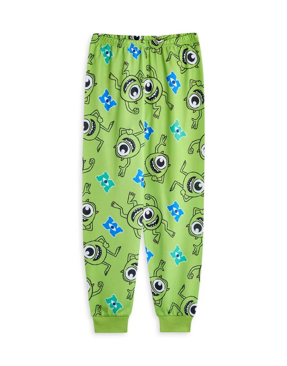 Disney Monster Inc Conjunto de Pijama para niños, Paquete de 2 | Niños Camiseta de Manga Larga con gráfico Sully & Mike y Pantalones de Pijama de Pernera Larga (Azul y Verde)