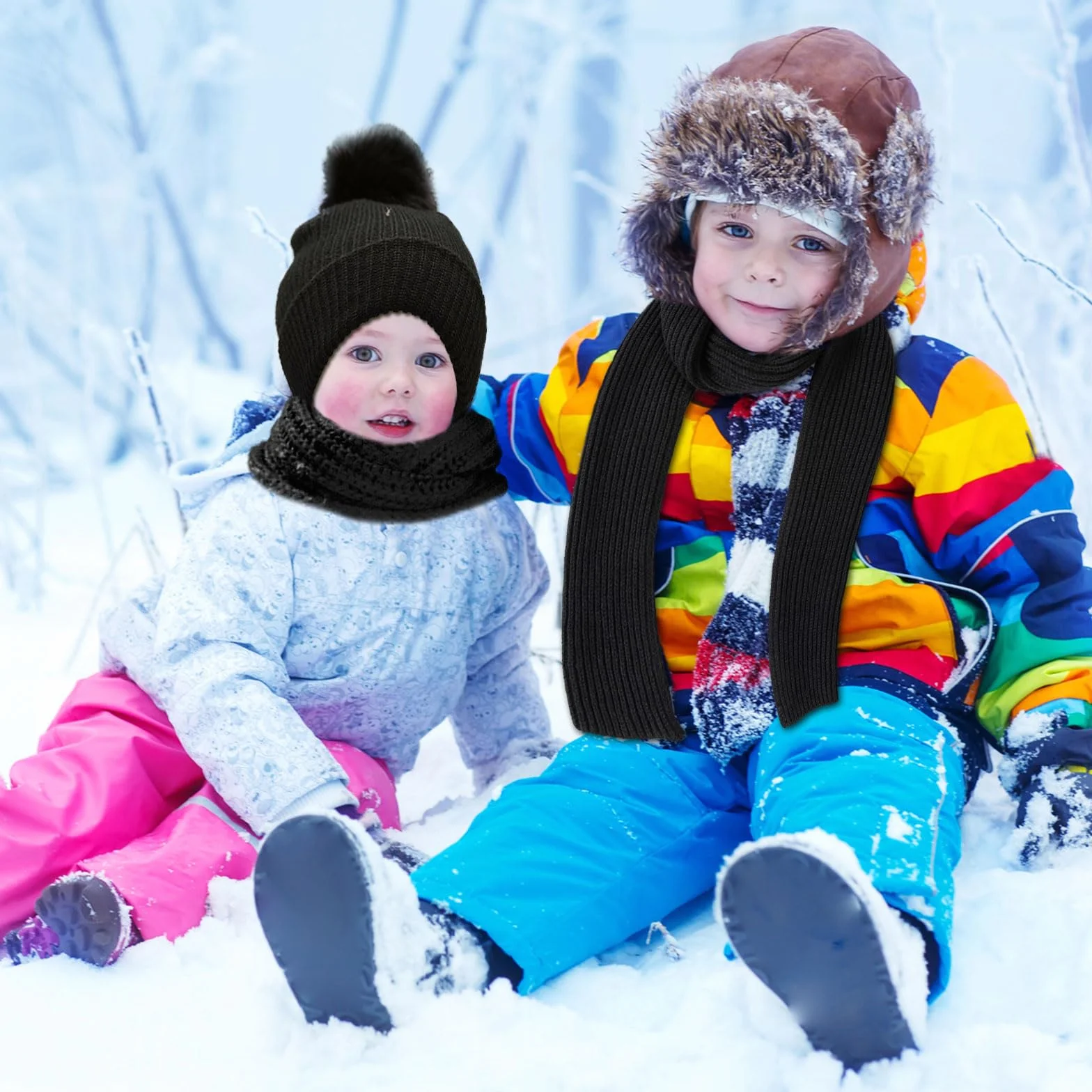 3 Pcs Set Invierno Cálido para Niños: Gorro Beanie, Bufanda y Guantes de Punto