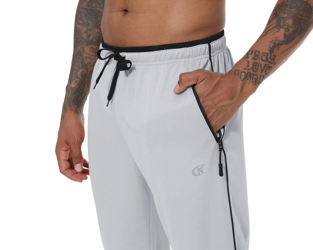 YuKaiChen Pantalones de chándal para hombre, pierna recta, dobladillo abierto, ajuste holgado, ligeros, de secado rápido