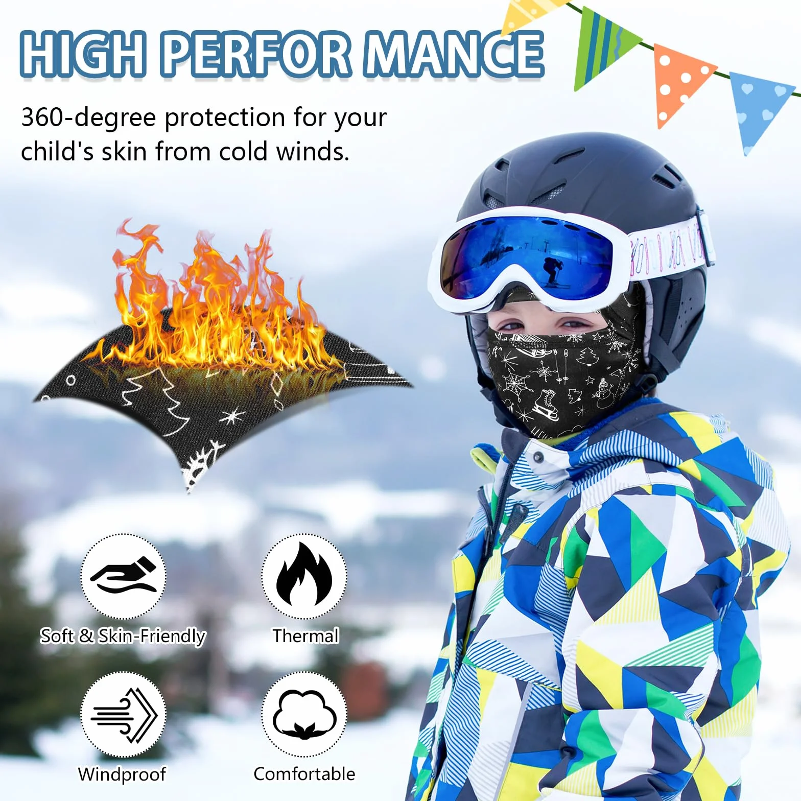 TAGVO Pasamontañas Térmico Invierno Niños 4-12 Años Cortavientos Máscara Esquí Ciclismo Gorro Forro Polar