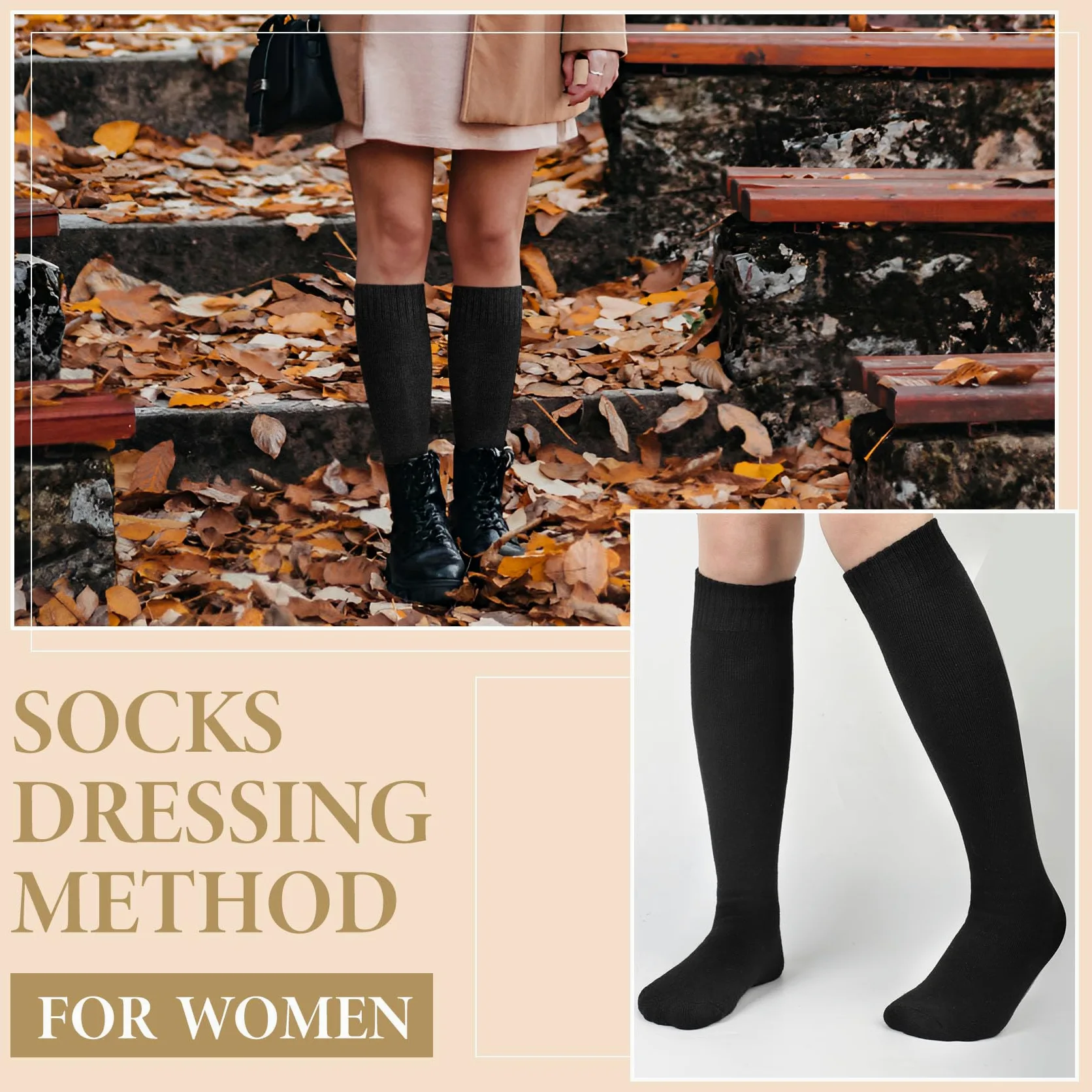 Justay 5 pares de calcetines altos hasta la rodilla para mujer, calcetines cálidos de invierno, calcetines largos de punto térmico suaves para mujer