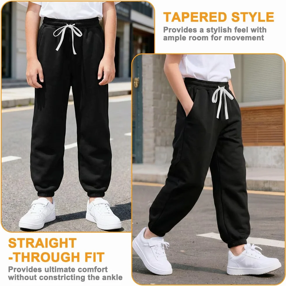 Pantalones para Niño Deportivos Casuales Pierna Recta Cintura Elástica Dos Bolsillos