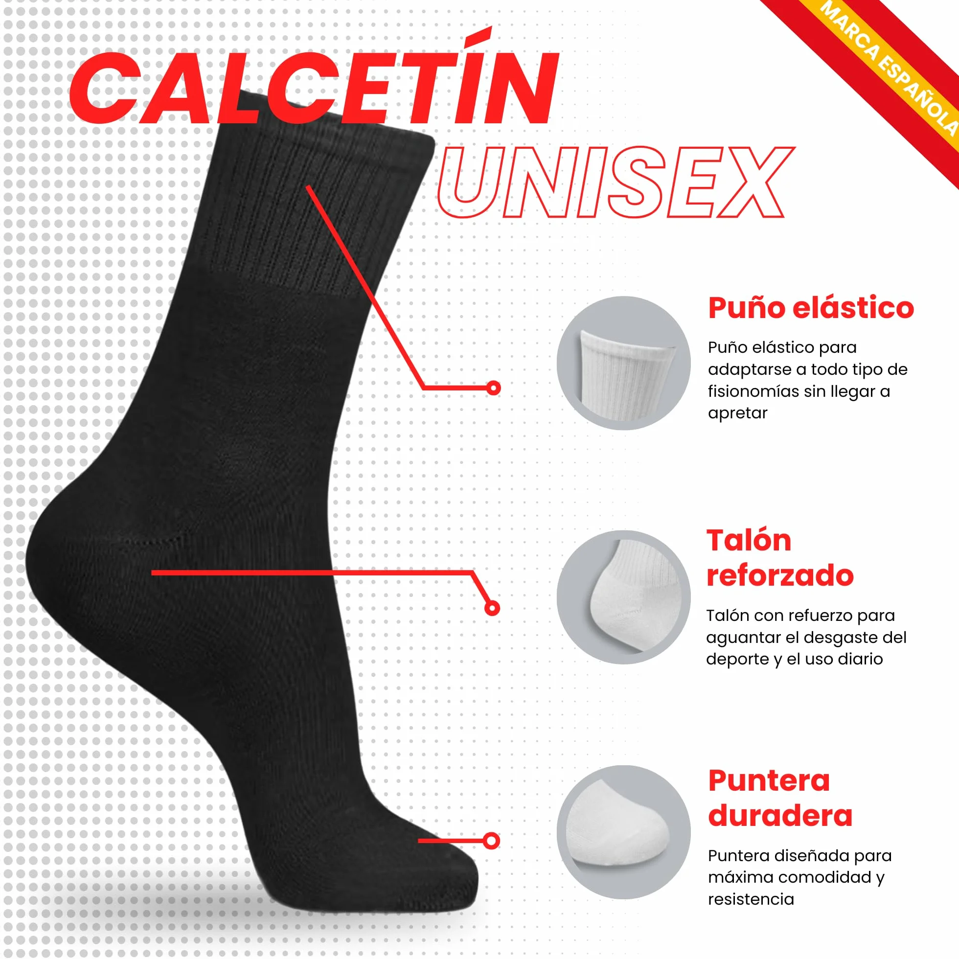 Calcetines Deporte Unisex para Mujer y Hombre - Paquete de 6 Pares