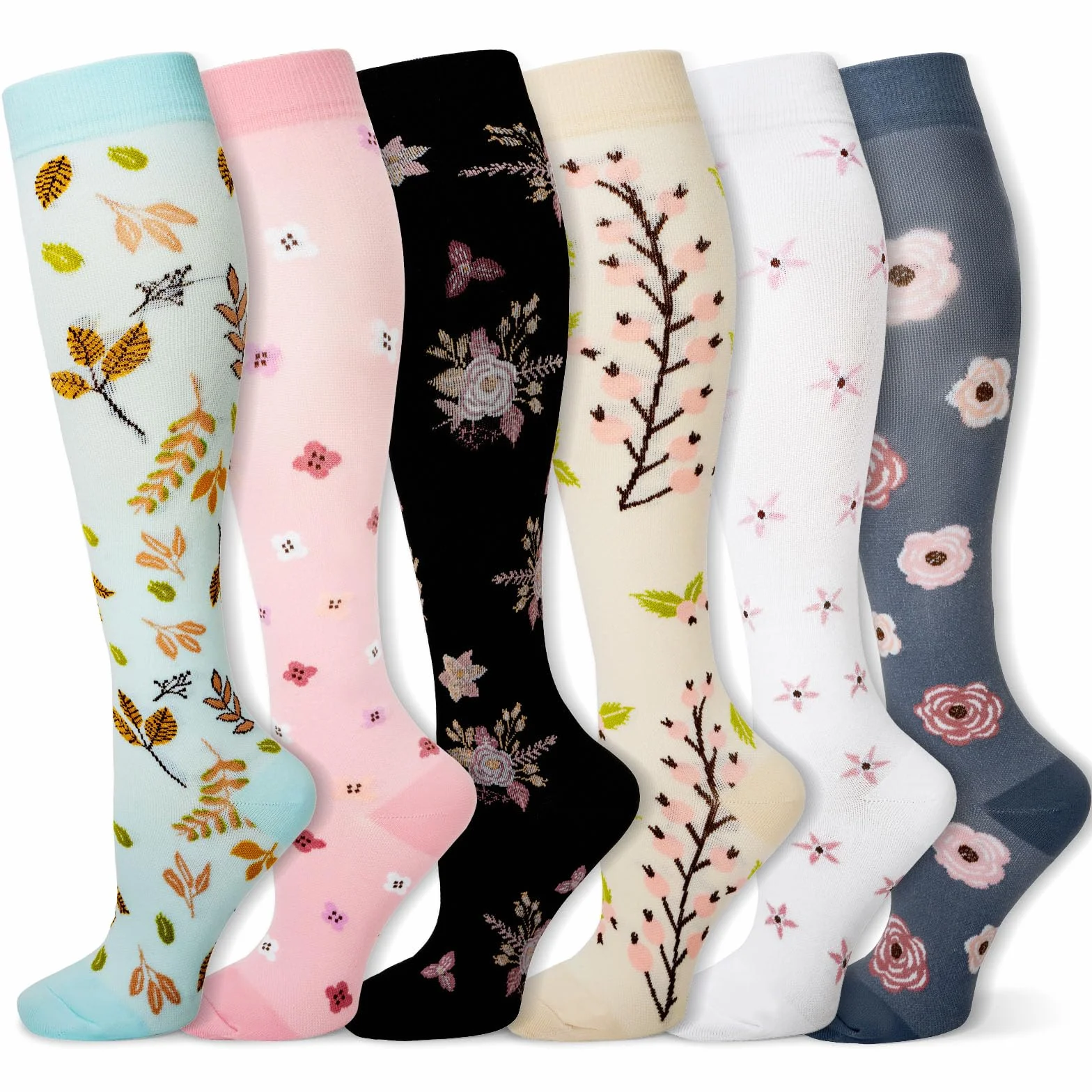 LEOSTEP Calcetines de Compresión para Hombres y Mujeres 6 Pares