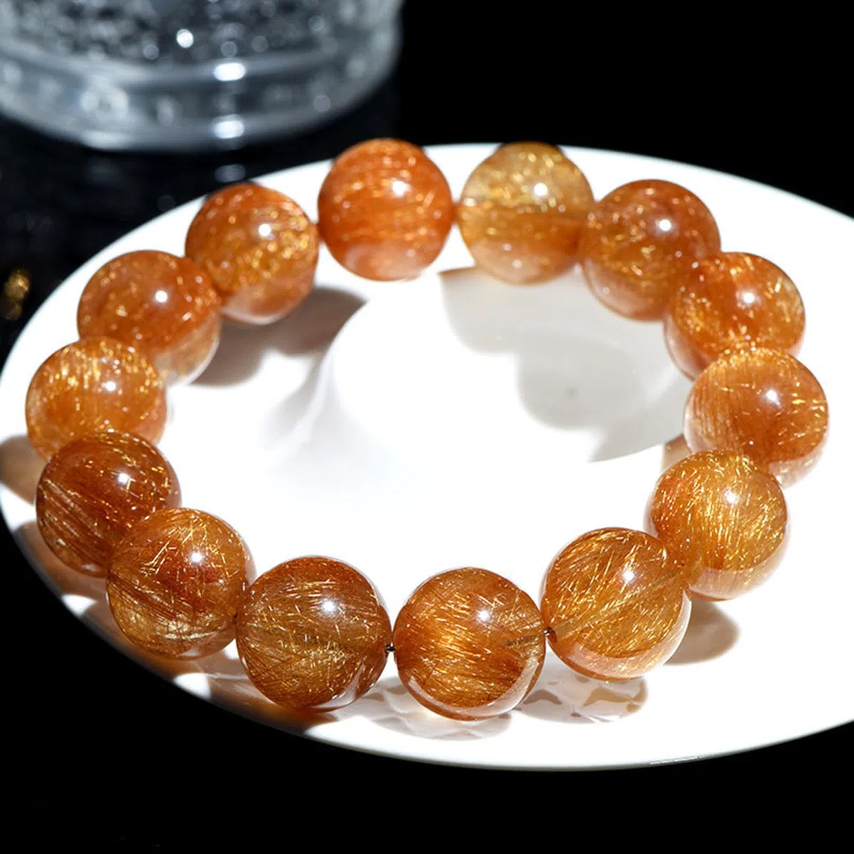 Pulsera de Cuentas de Chakras con Cristales de Piedras Preciosas, Cuentas de Cristal Natural, Cuarzo rutilado Dorado, Cuentas de Piedra Lisas Redondas pulidas, Cuentas de Piedra,6a,13MM