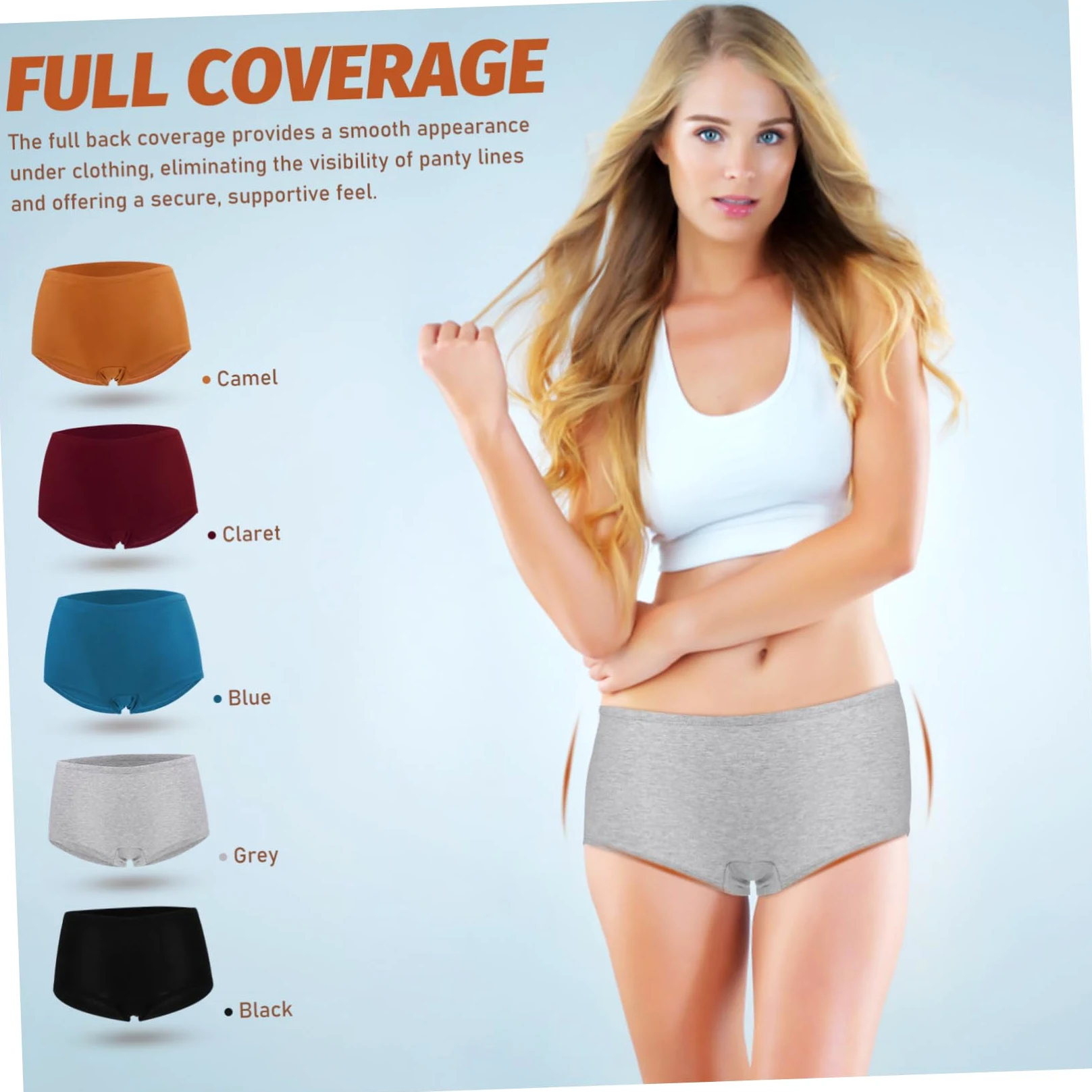VANZACK 5piezas Bragas De Mujer Tipo Bóxer Cobertura Total Algodón Talla Xxl Pack De Uso Diario