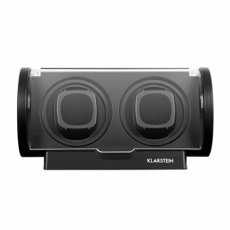Klarstein Lugano Estuche para Relojes 2 Relojes Automáticos Rotación 4 Modos Negro