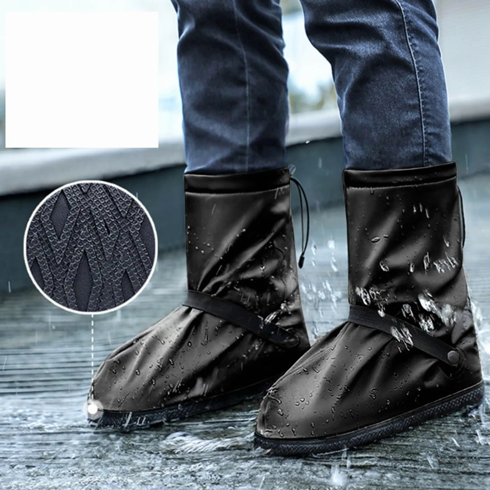 3 pares de cubiertas for zapatos, cubierta for Botas lluvia, impermeables for for hombres y mujeres, for exteriores for días lluviosos, antideslizantes tubo alto para Protección