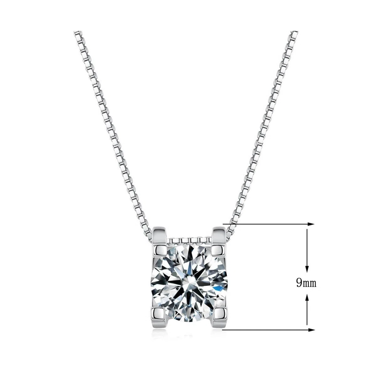 Collares minimalistas de oro blanco y platino para mujer, collar minimalista de 4 puntas solitario de oro blanco para mujer, moissanita