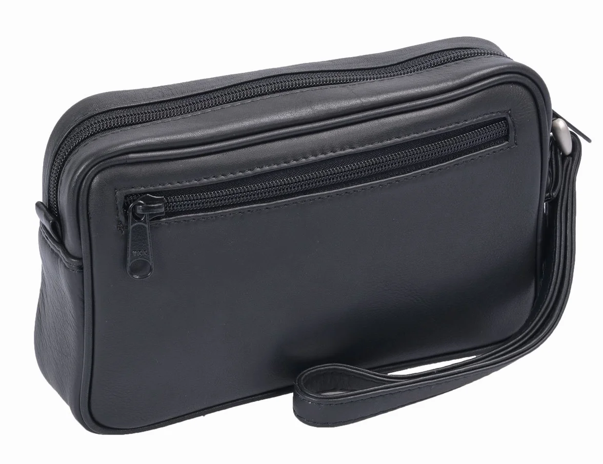 Bolso de piel para hombre de piel de vacuno (126D), color negro, talla única
