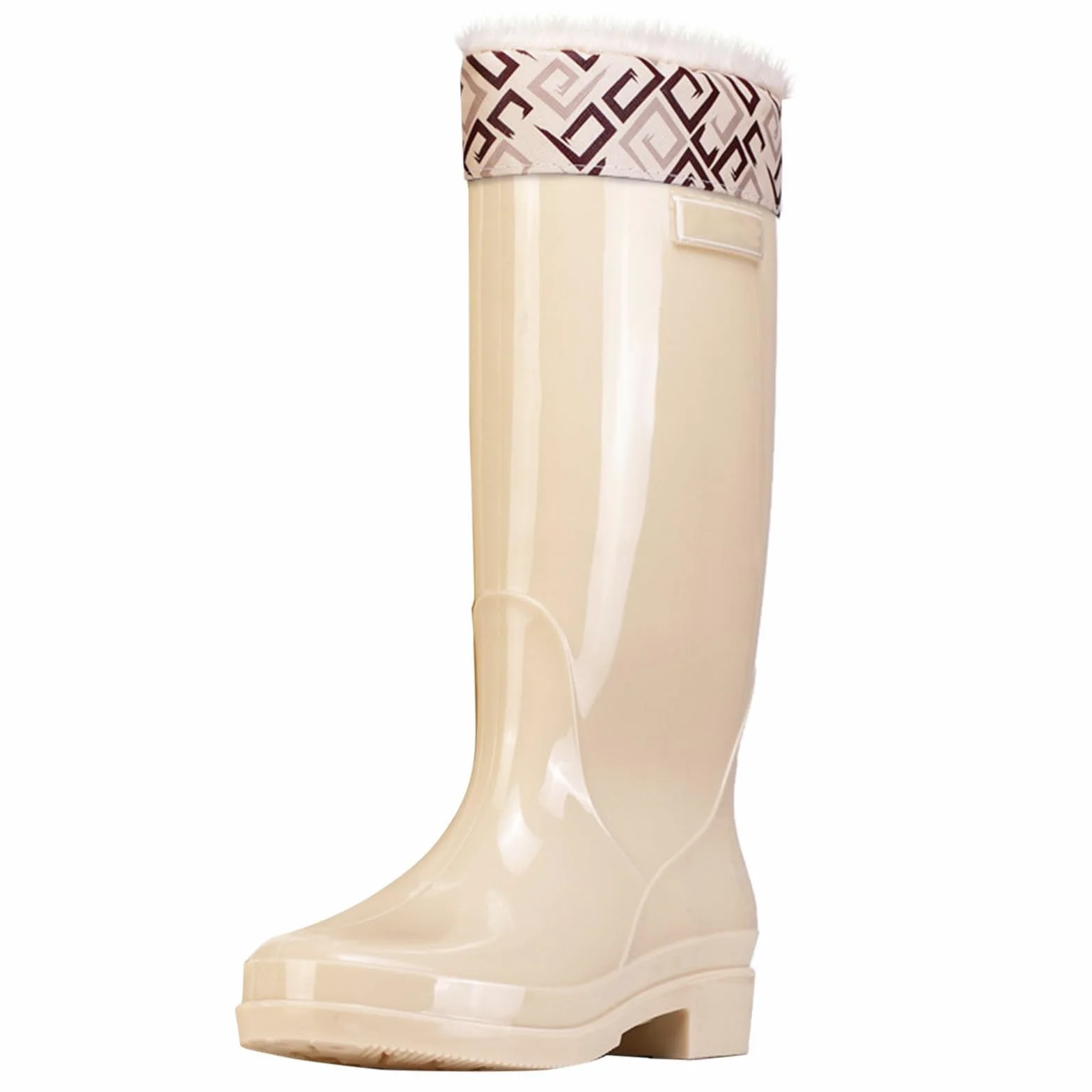 Botas de lluvia altas hasta la rodilla para mujer y mujer, botas altas de lluvia para nieve, botas de invierno cálidas de forro polar, para festivales, jardín, pesca, lavado de coche, botas de