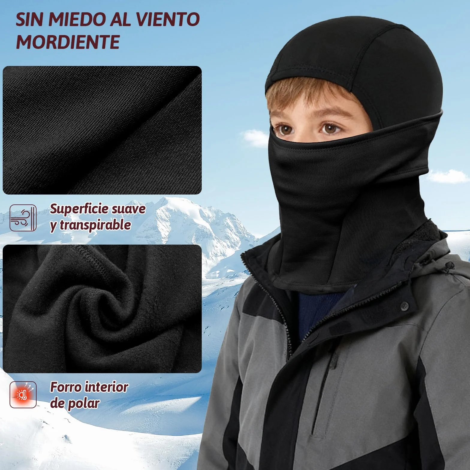 ZOCONE Pasamontañas Térmico Invierni Niños Forro Polar Balaclava Moto Esquí Ciclismo