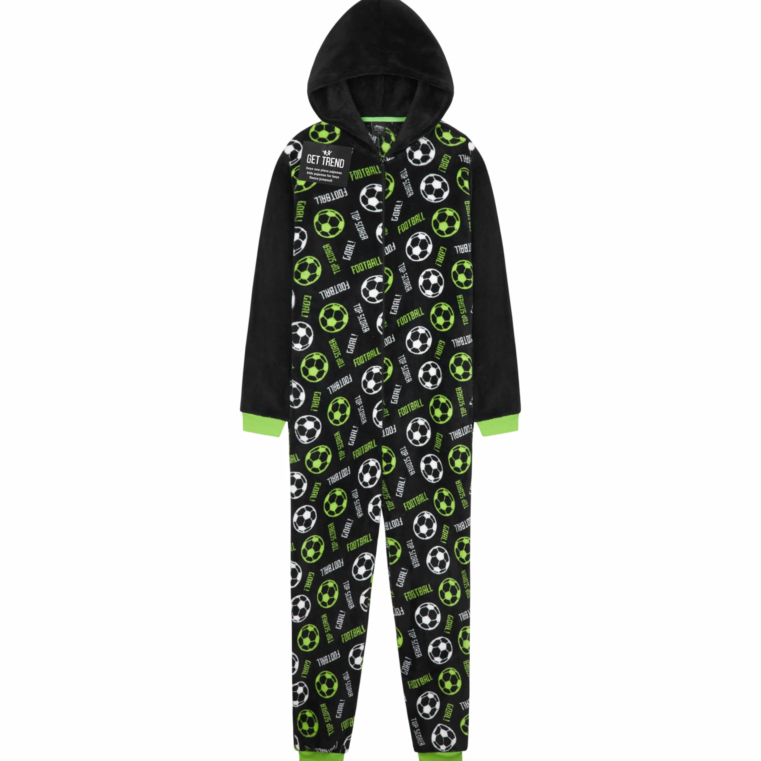 Pijama Niño Entero Cremallera Ropa de Dormir Adolescentes Mono Cálido Fútbol Videojuegos Capucha