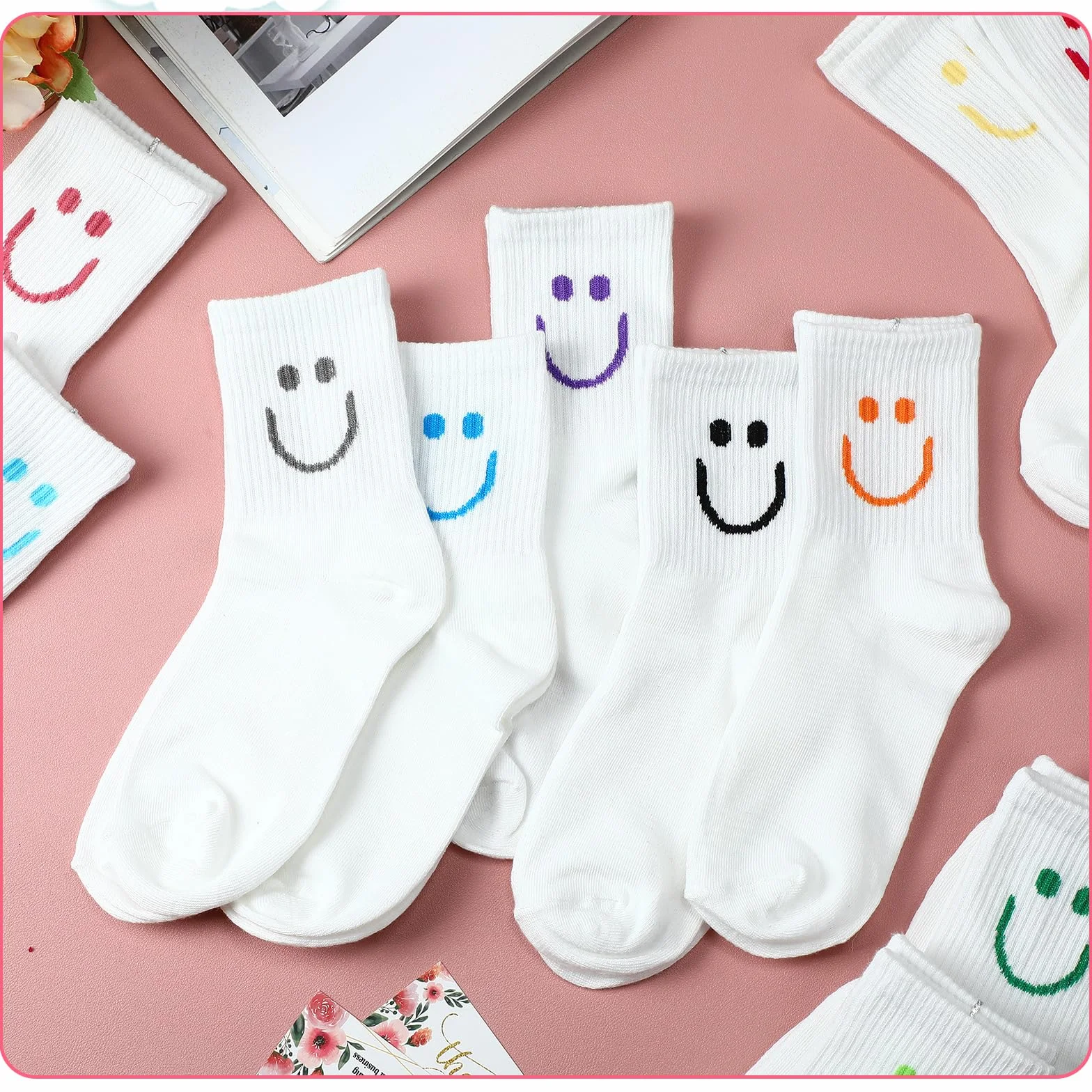 Cuffbow Paquete de 20 calcetines Crazy Funny Emotion para mujer, calcetines de algodón suave, 20 diseños divertidos diferentes