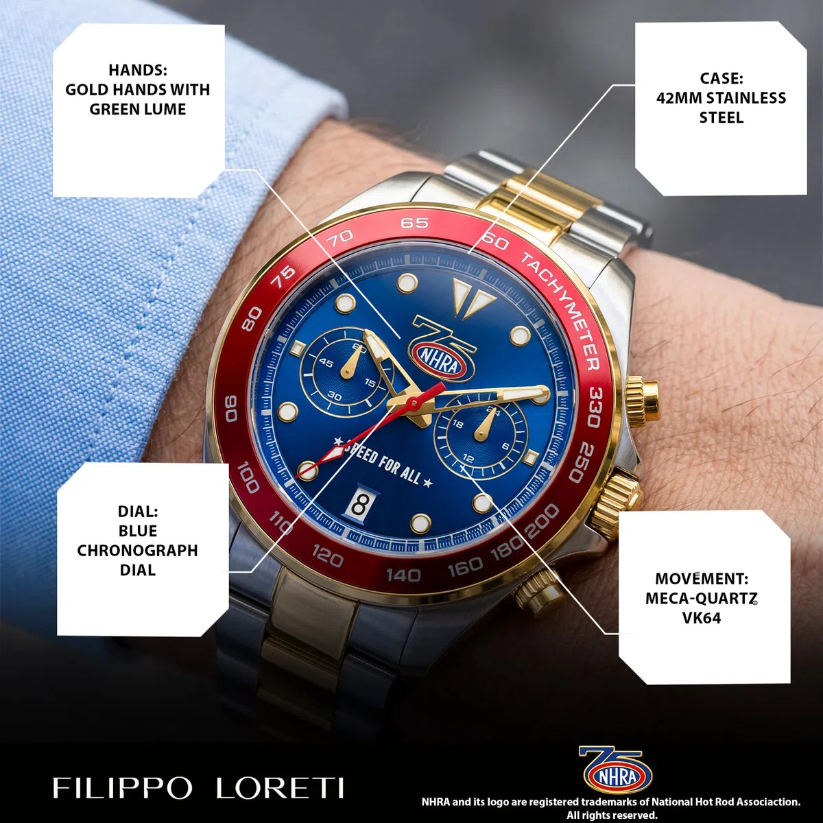FILIPPO LORETI NHRA 75 - Relojes para hombre, relojes cronógrafos para hombre
