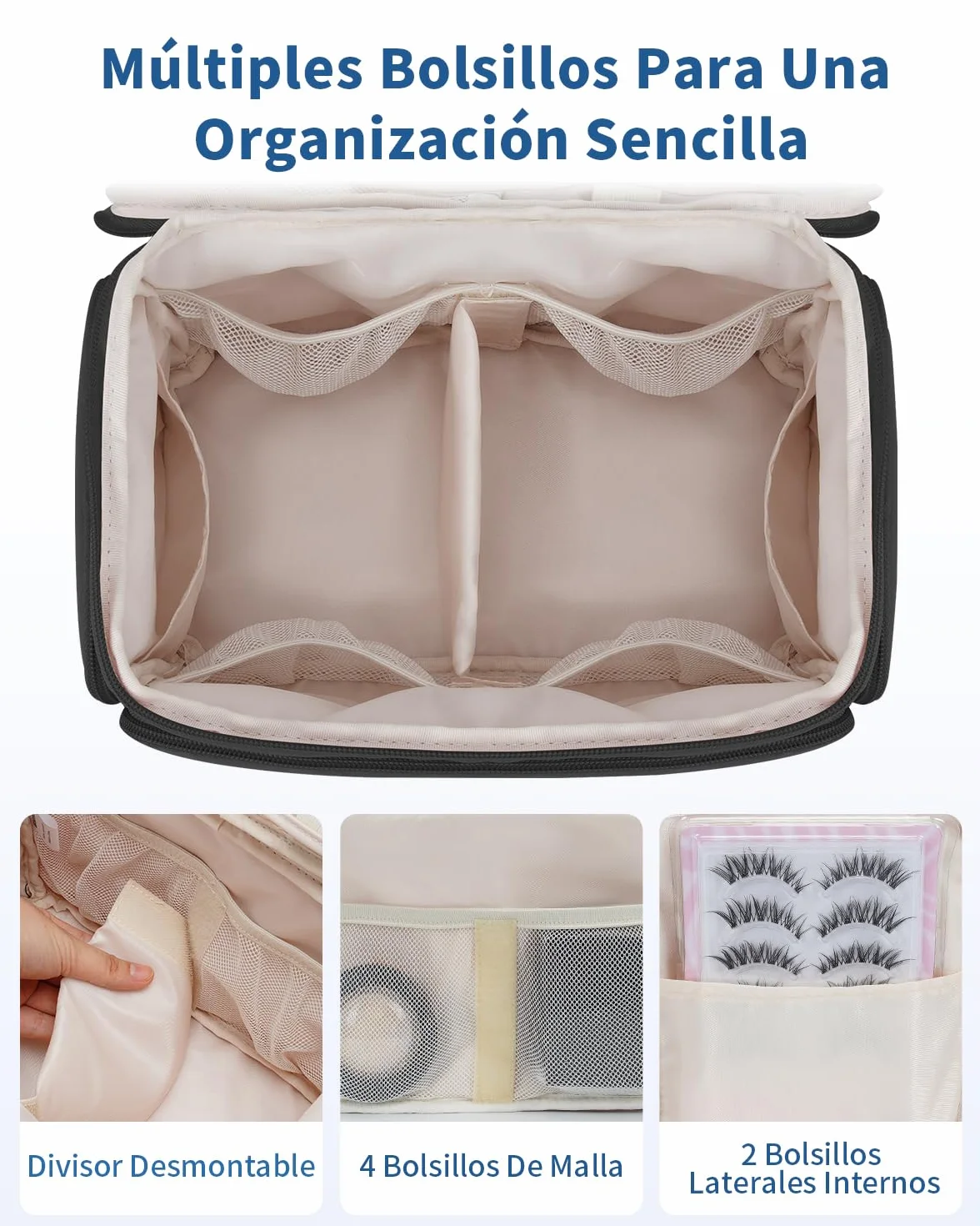 WANDF Neceser de Viaje Grande, Bolso de Maquillaje de Apertura Amplia con Asa, Bolso Cosmético Hinchado para Toallas, Cosméticos, Accesorios y Elementos Esenciales para Mujeres
