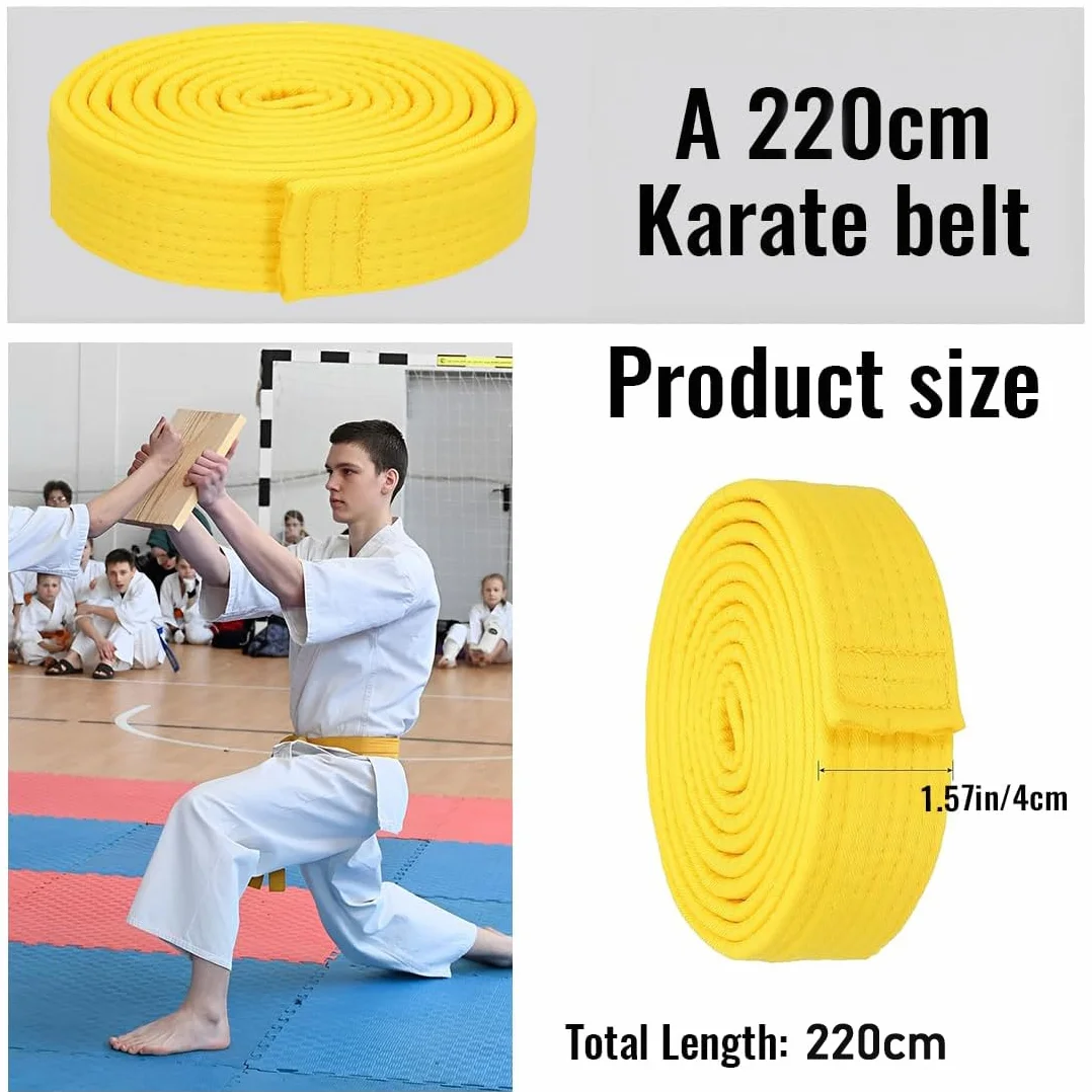 Cinturón de Taekwondo Judo Karate 220 cm para Niños y Adultos