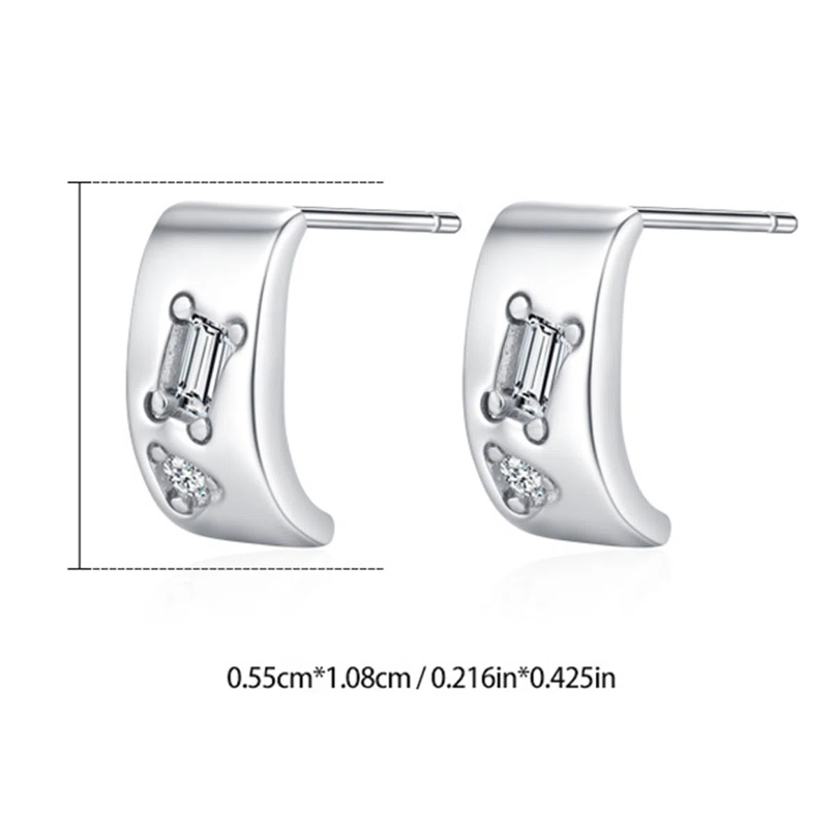 Pendientes de oro blanco 375 de 9 quilates con forma de moissanita rectangular, pendientes de oro Au375