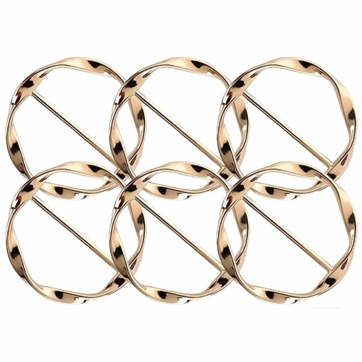 Alide Paquete de 6 hebillas de metal para cinturón de mujer, pinza para camiseta, hebilla, aro para pañuelo de seda, pinza para corbata con nudo en el dobladillo, hebillas y cierres para.