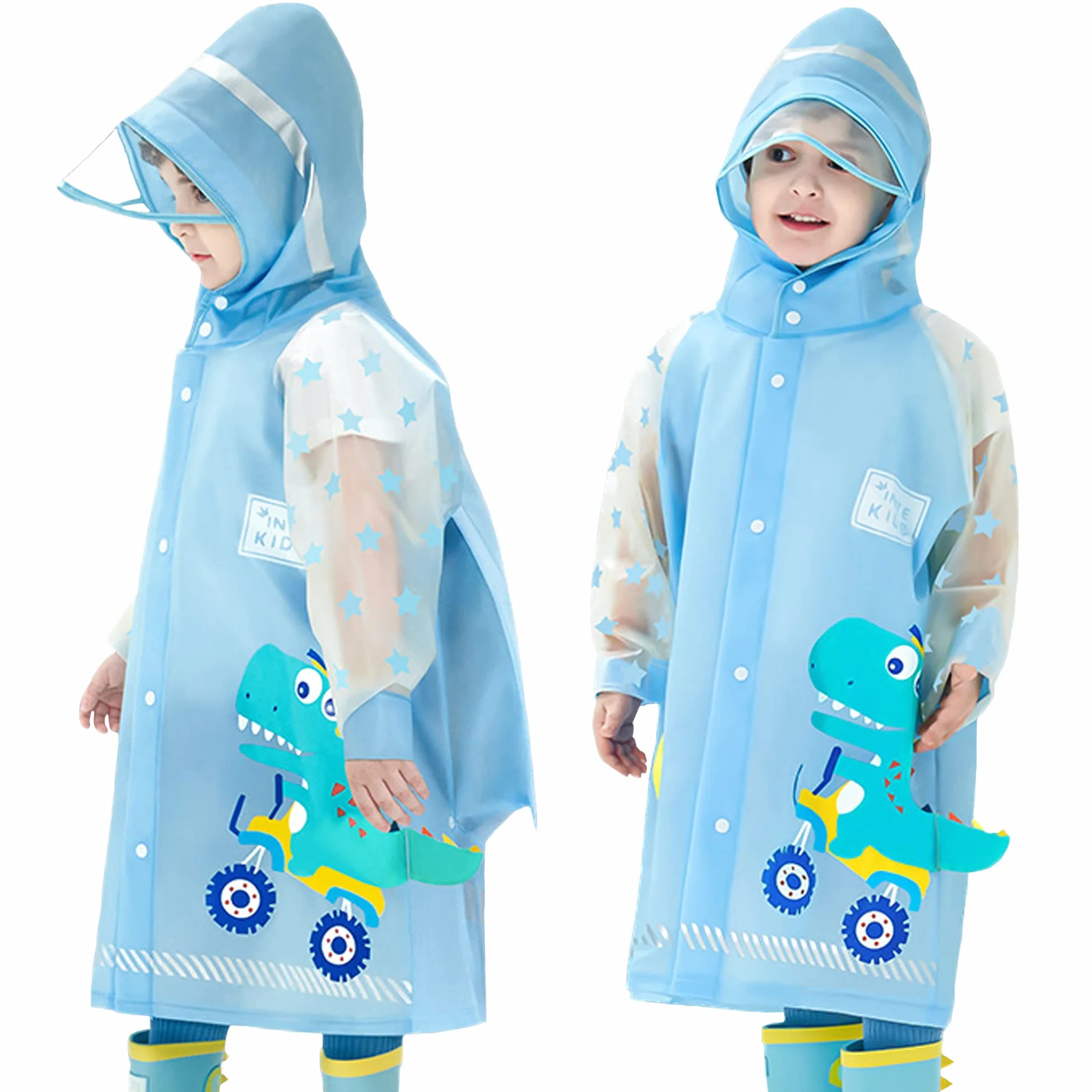 Fewlby Chubasqueros para Niños Poncho de Lluvia Niñas Chaqueta Impermeable Infantiles Ligero Abrigos Impermeables con Capucha Reutilizable Traje de Lluvia 1-14 Años
