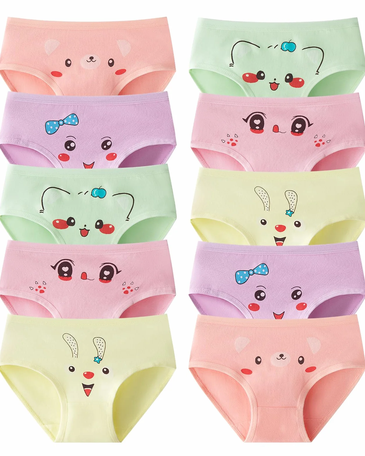 Domee Braguitas Algodón Ropa Interior Niña Pack de 10 Bragas Suaves