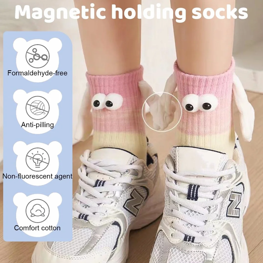 de calcetines magnéticos divertidos,Mediano Tubo Calcetines, calcetines 3d mano en la mano para mujeres hombres, par unisex divertido con las manos, calcetines para pareja