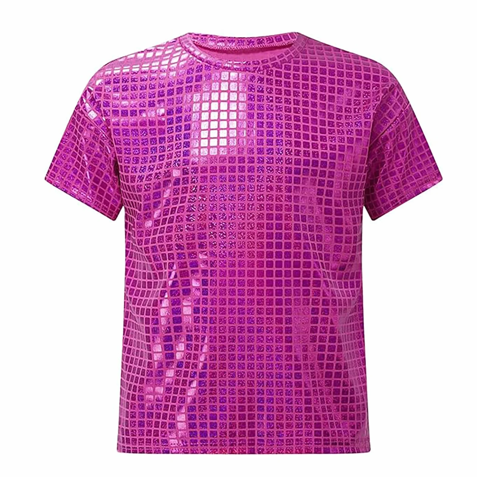 Camiseta Brillante Hip Hop Niño Niña Lentejuelas Metalizada Manga Corta Top Deportivo Baile Jazz Disfraz Fiesta 2-19 años